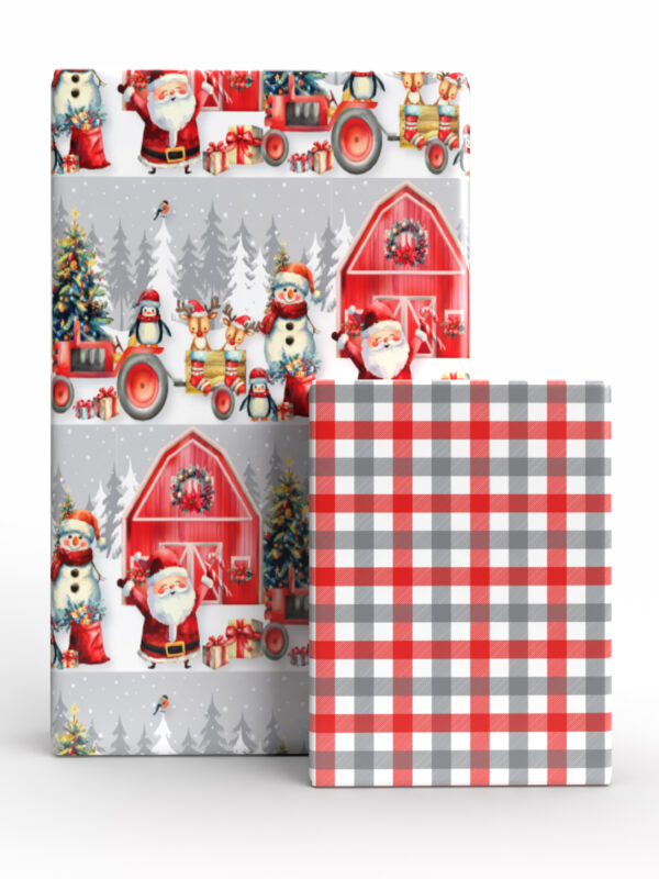 Santa's Barnyard Bash JUMBO Reversible Roll Gift Wrap